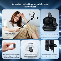 Nouveau microphone cravate sans fil 2.4G avec suppression de bruit IA, autonomie ultra-longue, clip magnétique pour diffusion en direct et vidéo