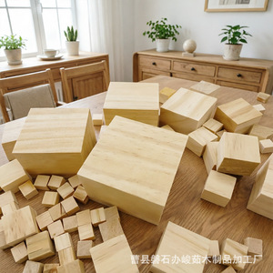 Bloques de madera, juego de bloques de construcción de varios tamaños, madera de pino, juguete para niños, material para manualidades, de 2 a 4 años, unisex, estilo moderno y sencillo - Product Image 3
