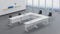 Mesa Plegable para Sala de Reuniones Greatway con Ruedas, Estructura de Acero, Escritorio de Entrenamiento, Muebles de Oficina que Ahorran Espacio