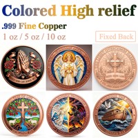 Pièce de monnaie en cuivre pur 999 de 1 oz, Série Jésus, Croix, Énergie Ange-Diable, Haute Relief, Couleur UV 3D, Édition de collection