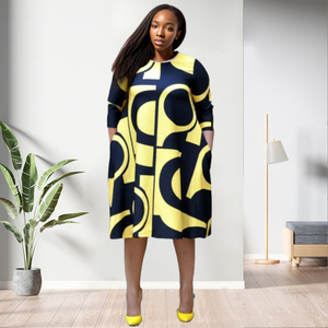 • Abiti svasati e aderenti stampati da donna in stile etnico a 3 colori - Product Image 4