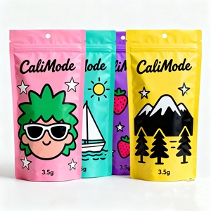 Factory Custom Printed 1g 7g 28g Exotic Mylar Bags Stand up Pouch Ziplock <strong>Edible</strong> Food Packaging Smell Proof 3.5g Cali Packs Bag - Product Image 1