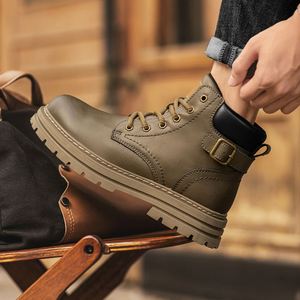 Custom <b>Men's</b> Steel Toe Comfort Lace-up Casual Boots 2026 Autumn Winter Leather Upper Mid-top Factory <b>Work</b> <b>Shoes</b> Waterproof - Product Image 2