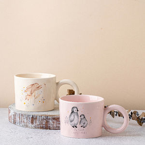 पशु सिरेमिक मग, जंगली मिट्टी के निशान के साथ मिट्टी के बरतन, घर के लिए प्रकृति से प्रेरित कप - Product Image 3