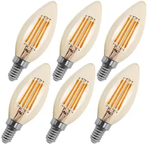 Lampu bohlam Led kuning bening C37 C35 C35t, lampu lilin filamen LED Lumen tinggi harga pabrik