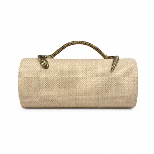 Elegant Woven Textured Crossbody Clutch, Gold Metal C-<b>Frame</b> Evening Bag,with Detachable Chain Strap for Weddings & Parties - Product Image 3