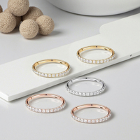 Anneau segmenté articulé en titane G23 de qualité implantable avec zircon, pour piercing de nez, septum, cartilage, bijoux de corps en titane tendance pour femmes et hommes