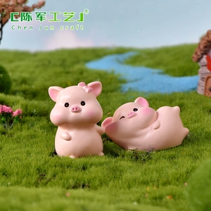 Figura de resina de cerdito amoroso besando, estilo coqueto, con temática de paisaje, suculentas y zodiaco, para decoración de teléfonos y accesorios para tartas, artesanía. - Product Image 3