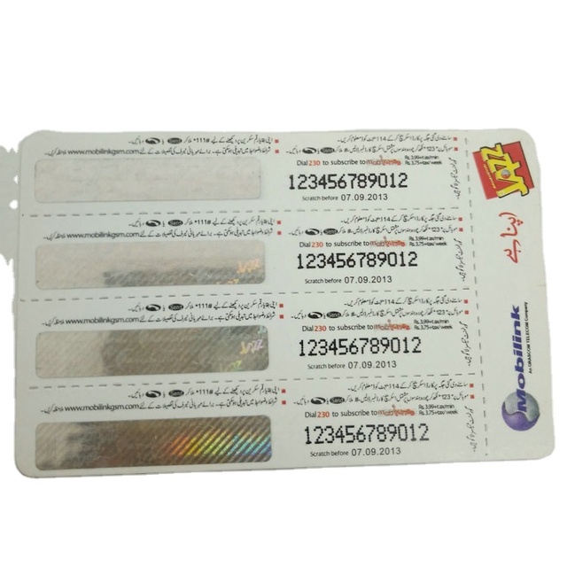 High Quality Peel Art Paper Manufacturer Scratch off Phone Card