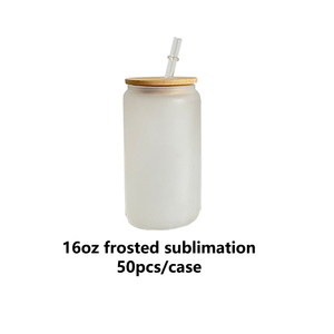 Usa Magazijn 16Oz Mat Blikje Glas Voor Sublimatie Afdrukken Warmteoverdracht Met Bamboe Deksel En Stro Voor Aangepaste Geschenken - Product Image 6
