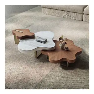 Tavolini da caffè irregolari da salotto mobili in pietra per uso domestico minimalisti in ferro