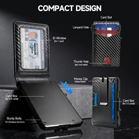 Dompet Pria Minimalis PU, Penahan Kartu RFID, Dompet Pop-up Tipis Pendek, Dompet Lipat Dua dengan Penutup Magnetik dan Penjepit Uang