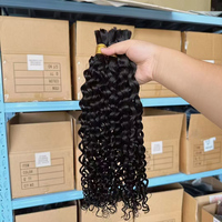 Cheveux Humains Bouclés Profonds en Vrac pour Tressage, Sans Tissage, Lot de Cheveux pour Tresses Boho, 100 % Péruviens Afro Kinky en Vrac Extensions