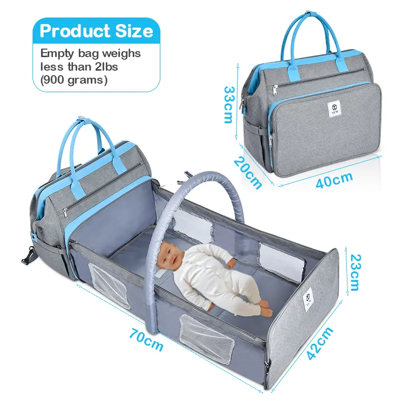 Hot new mummy travel diaper bag 2021 fashion baby diaper bag bed backpack