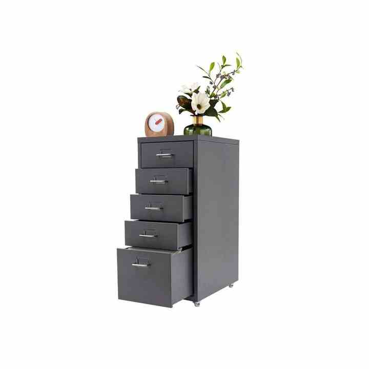 28*41*69cm Movable Office Storage Cabinet with 5 Drawers File Filing Cabinets for Bank and Office Use Wheels Included