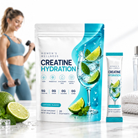 OLLI Poudre d'hydratation à la créatine pour le bien-être des femmes, saveur cocktail, 5g de créatine, acide hyaluronique, biotine, probiotiques, 0 sucre, 200g