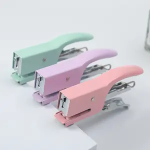 Macaron color metal hand-held stapler No. 10 labor-saving punch packaging ordering machine small office stapler