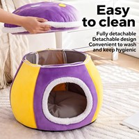 Coussin pour animaux de compagnie en forme de champignon, chaud et douillet pour l'hiver, détachable et lavable, pour petits chiens et chats