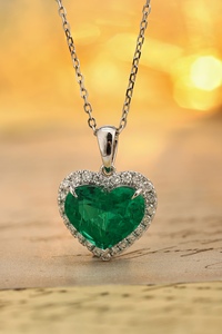 Anster Lab <span class=keywords><strong>Esmeralda</strong></span> cultivada <span class=keywords><strong>con</strong></span> diamantes <span class=keywords><strong>Collar</strong></span> DE BODA chapado en rodio Colgantes clásicos de platino de moda para mujer Estilo de moda - Product Image 6