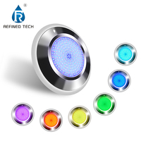 Projecteur subaquatique RGB 10/18W en acier inoxydable 316L raffiné, IP68, à montage en surface, pour piscine et aménagement paysager