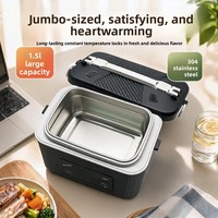 Boîte à lunch électrique rechargeable de 1,5 L, chauffe-aliments sans fil, récipient à lunch auto-chauffant portable, pas besoin d'eau, chauffage rapide