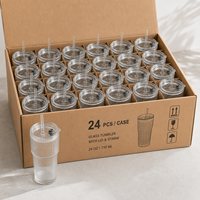 Gobelet à matcha en verre avec paille et couvercle, transparent, pour matcha glacé, latte, thé, café, smoothies, boissons froides, gobelet portable