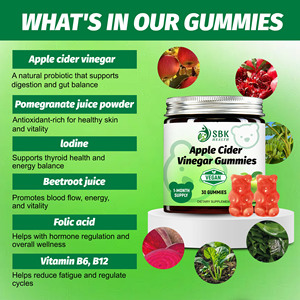 Gummies au vinaigre de cidre de pomme avec étiquette personnalisée, glucides totaux, sucres totaux, favorisent une perte de poids saine, vitamine B6 - Product Image 5
