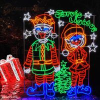 H:3M W: 2,7 M Parque temático comercial al aire libre Halloween Escultura grande Festival Decoración Led 2d King Rope Motif Light