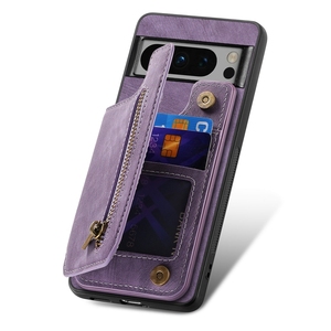 Funda de teléfono con ranuras para tarjetas y cremallera de piel Retro, funda a prueba de golpes para Google Pixel 8/8 <span class=keywords><strong>Pro</strong></span>, para Redmi 13C/Note 14, funda tipo billetera - Product Image 3