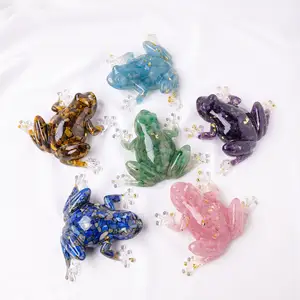 Wholesale natural crystal crafts DIY crystal gravel epoxy drops glue frog home decoration gifts