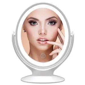 Espelho de mesa recarregável compacto para o quarto, cílios inteligentes, cosméticos, iluminação redonda, ampliação, vanity, maquiagem, recarregável, para quarto, 2023