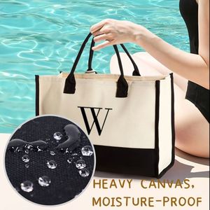 Logotipo de impresión personalizado gran oferta boda cumpleaños playa Festival regalo para mujeres profesor amigo dama de honor inicial Tote bolsas de yute - Product Image 4