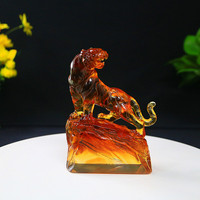 Toptan hayvan kristal heykel Liuli kaplan heykeli sanat el sanatları Feng Shui süsler