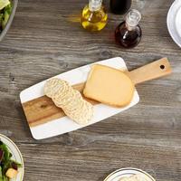 Planche à découper personnalisée en marbre et bois d'acacia avec logo sur mesure, plateau de service pour fromages et charcuteries pour la cuisine