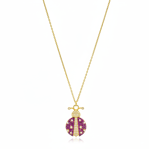 Mariquita diseño rubí claro circón piedra encanto collar turco hecho a mano venta al por mayor 925 joyería de plata esterlina - Product Image 2