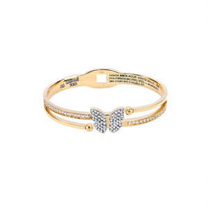 Brazalete de Moda Chapado en Oro PVD, Acero Inoxidable 316L, Diseño de Mariposa con Cristales, Ajustable - Product Image 2