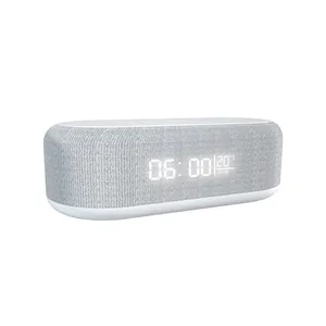 Hot 6-In-1 Audio Bluetooth Speaker Draadloze Oplader Met Led Time Temperatuur Display Multifunctionele Nachtlampje Wekker