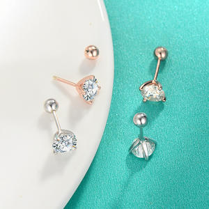 Boucles d'oreilles minimalistes en moissanite blanche, or rose, argent sterling 925, polyvalentes pour femmes, fabrication artisanale - Product Image 4