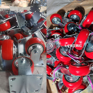 Chinesischer Hersteller 4 Zoll <span class=keywords><strong>5</strong></span> Zoll 6 Zoll 8 Zoll Rote Schwenkbare PU-Rollen auf Gusseisen Polyurethan-Lenkrollen für Schwerlast - Product Image 6