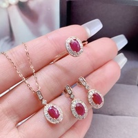 OEM ODM 925 Sterling Silver Gold Plated Natural Ruby Women Holiday Celebration Engagement Party Luxury Jewelry Set
