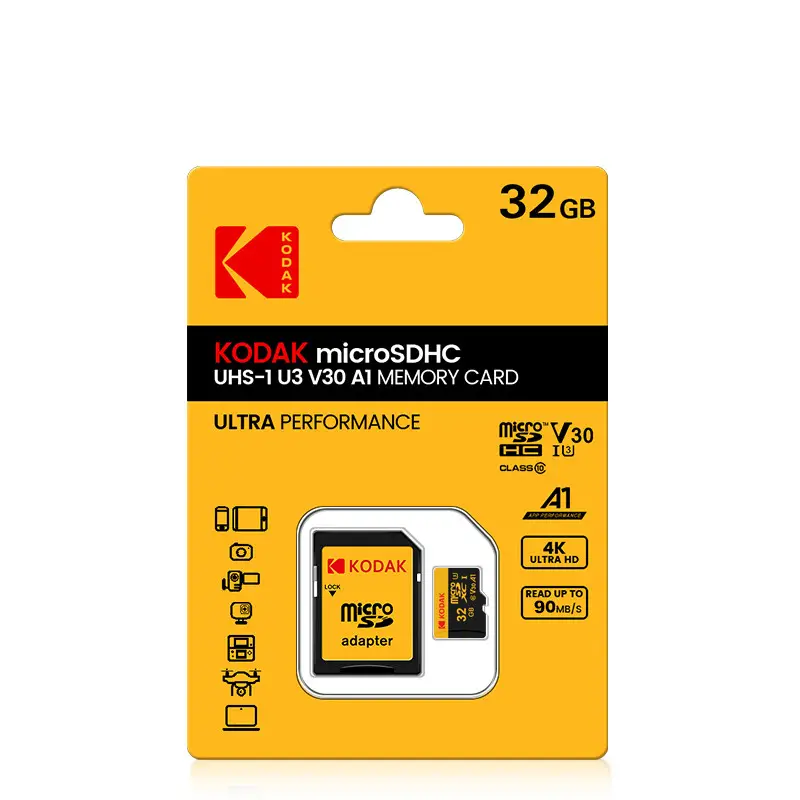 Kodak Mini SD Class10 Bulk 64GB SD TF Card Reader Adapter Alta Velocidade Gravação Super Compatibilidade Telefone Câmera Cartão de Memória