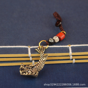 Llavero de latón Dingtong con colgante de Dragón de Nueve Hijos, decoración de mesa Wen Taotie, llavero de coche, regalo - Product Image 4