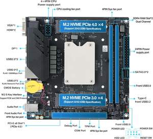لوحة أم ERYING الجديدة عالية الأداء بتصميم Mini ITX للألعاب مع معالج Intel Core I9-12900HK وذاكرة DDR4 سعة 64 جيجابايت ومنفذي PCIe 4.0 <span class=keywords><strong>M</strong></span>.2 مزدوجين للكمبيوتر المكتبي - Product Image 2