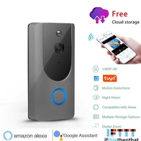 Tuya Alexa Google sonnette de porte d'entrée sans fil 1080P HD WiFi anneau sonnette intelligente caméra