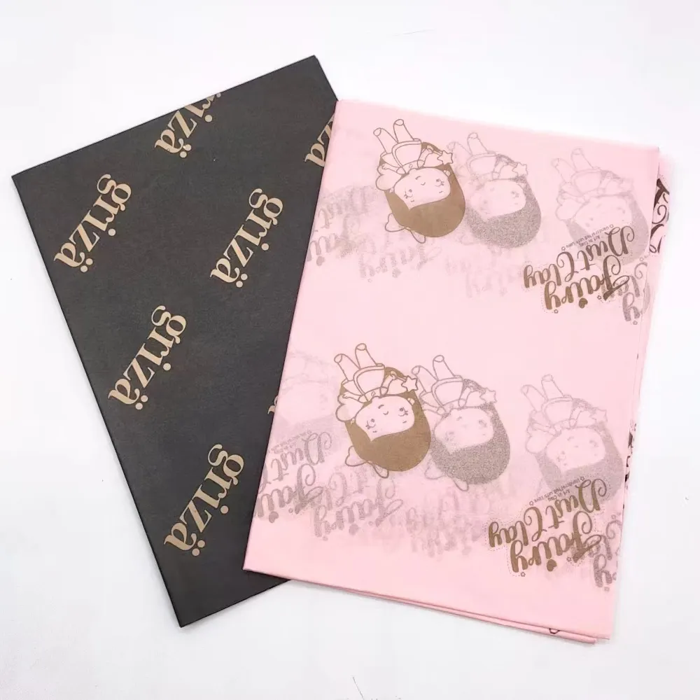 Foglio di carta velina nera con Logo dorato personalizzato ecologico seidenpapier per confezioni regalo di vestiti