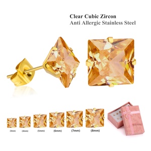Boucles d'oreilles carrées de haute qualité, prix d'usine 2021, pour femmes, bijoux, cadeau, fête, cristal coloré, vente chaude - Product Image 4