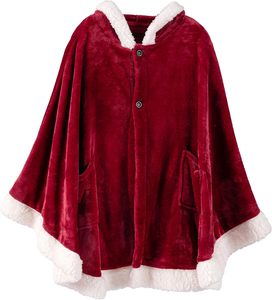 Couverture portable en flanelle écologique et douce pour la peau, couverture à capuche matelassée, cape solide, <span class=keywords><strong>poncho</strong></span> de détente - Product Image 5