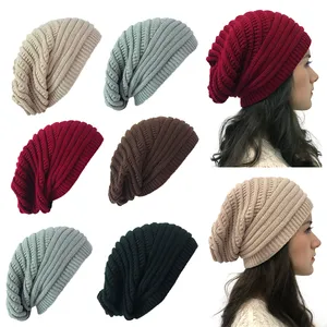 यूनिसेक्स पुरुषों महिलाओं बुनना बैगी Beanie वृहदाकार सर्दियों टोपी स्की Slouchy कैप खोपड़ी सर्दियों ऊन गर्म टोपी Beanies