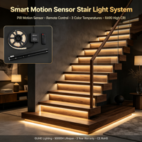 Kit d'éclairage LED pour escalier à détecteur de mouvement 24V, système d'éclairage complet pour marches avec télécommande et contrôle par interrupteur