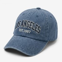Casquette de baseball vintage en denim délavé 100 % coton à 6 panneaux, ajustable, motif lettres sportif, chapeau de soleil d'extérieur unisexe